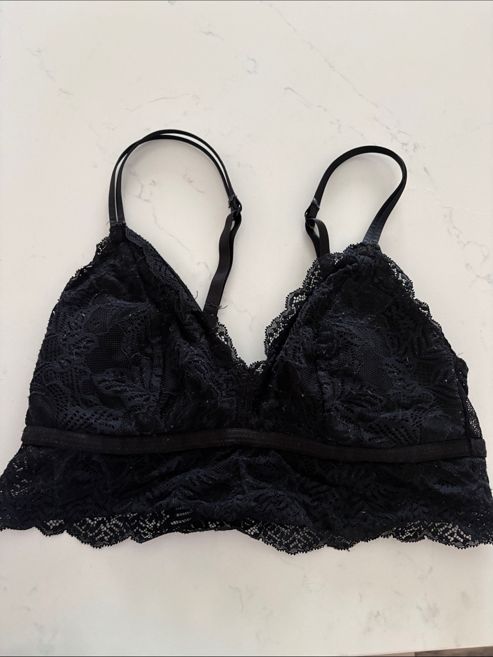 Auden Black Lace Bralette with Scalloped Trim